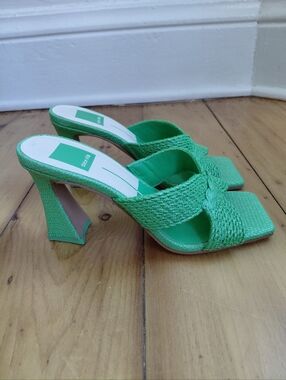 Dolce Vita Nitro Raffia Slide Sandals Heels Size 5